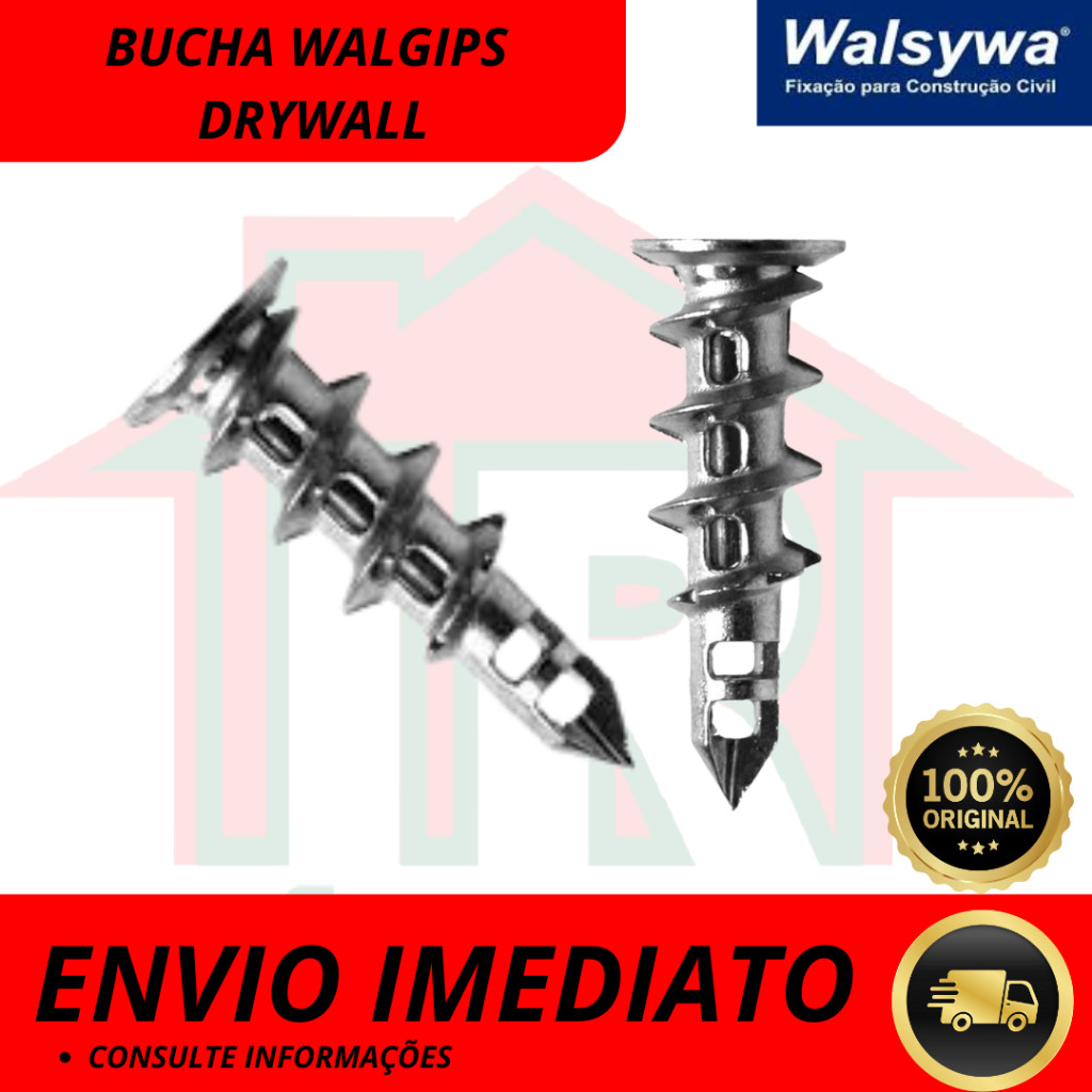 Bucha para Drywall Walgips em Zamak Kit c/ 10 Un. Walsywa