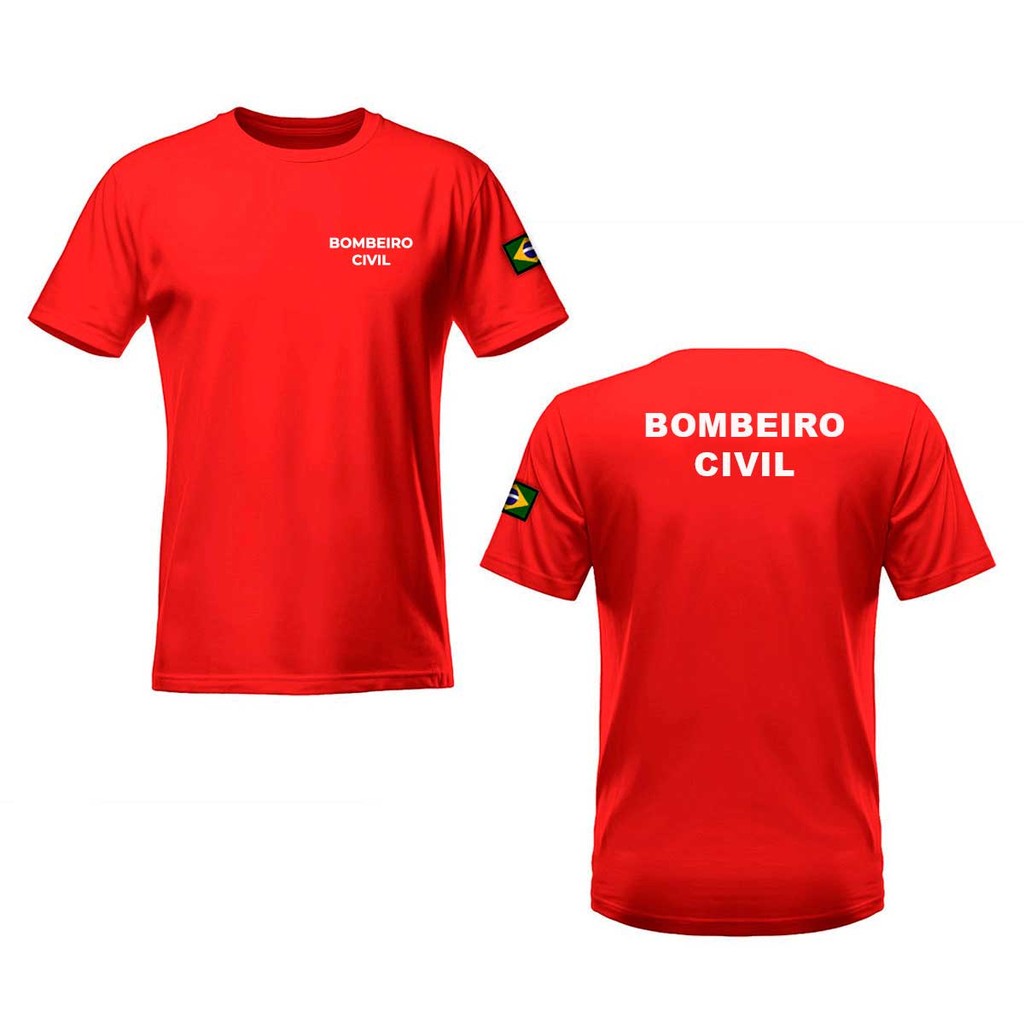 Camiseta Bombeiro Civil Emergência Bombeiro Vermelha Silk