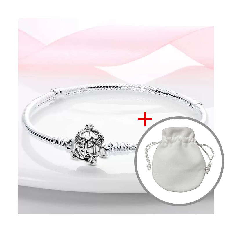 Máscara De Coração Pulseira DIY S925 Banhada A Prata + Bolsa De Veludo