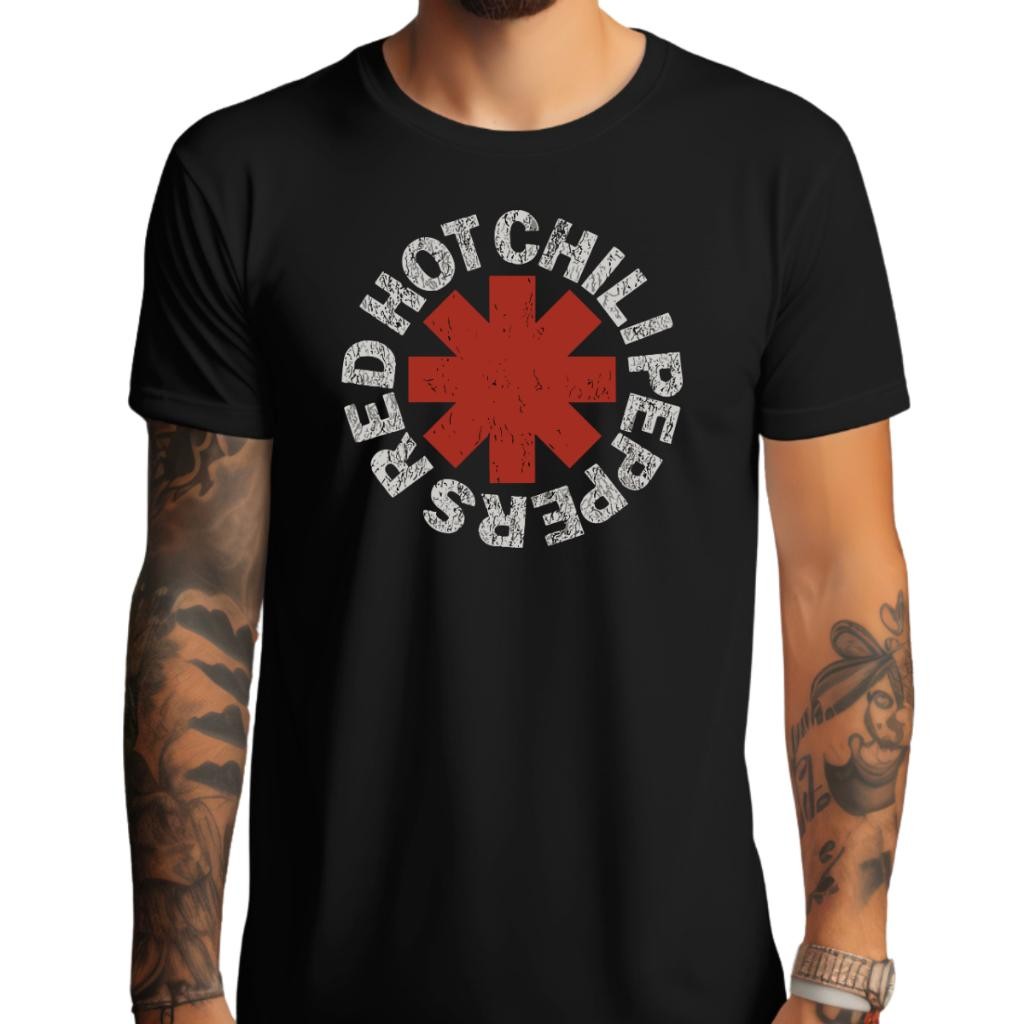 Camiseta com estampa da Banda Red Hot Chilli Peppers Unissex Algodão Casual Algodão 30.1 Rock Red Hot Chilli Peppers
