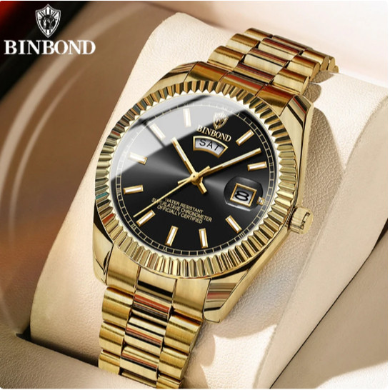 BINBOND Relógio Masculino de Luxo com Display Digital e Numeração Romana | Design Fantasma Resistente à Água B7012 SZ SG em Oferta na Shopee