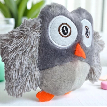 Mordedor Coruja Pelucia Com Apito Sonoro Brinquedo para Cachorro Adulto ou Filhote Pequeno Medio