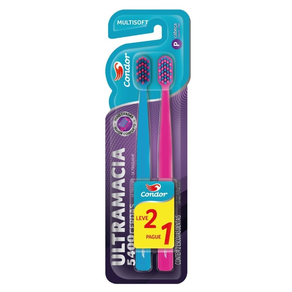 Escova Dental Condor Multisoft Embalagem com 2 Unidades em Oferta na Shopee