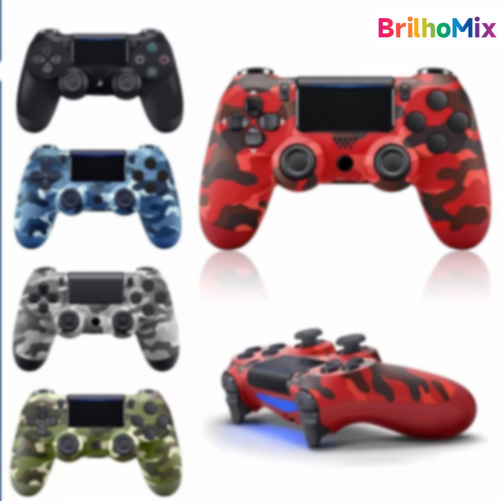 Controle Sem Fio Camuflado para PS4 com Cabo de Carregamento e Recursos Avançados em Oferta na Shopee