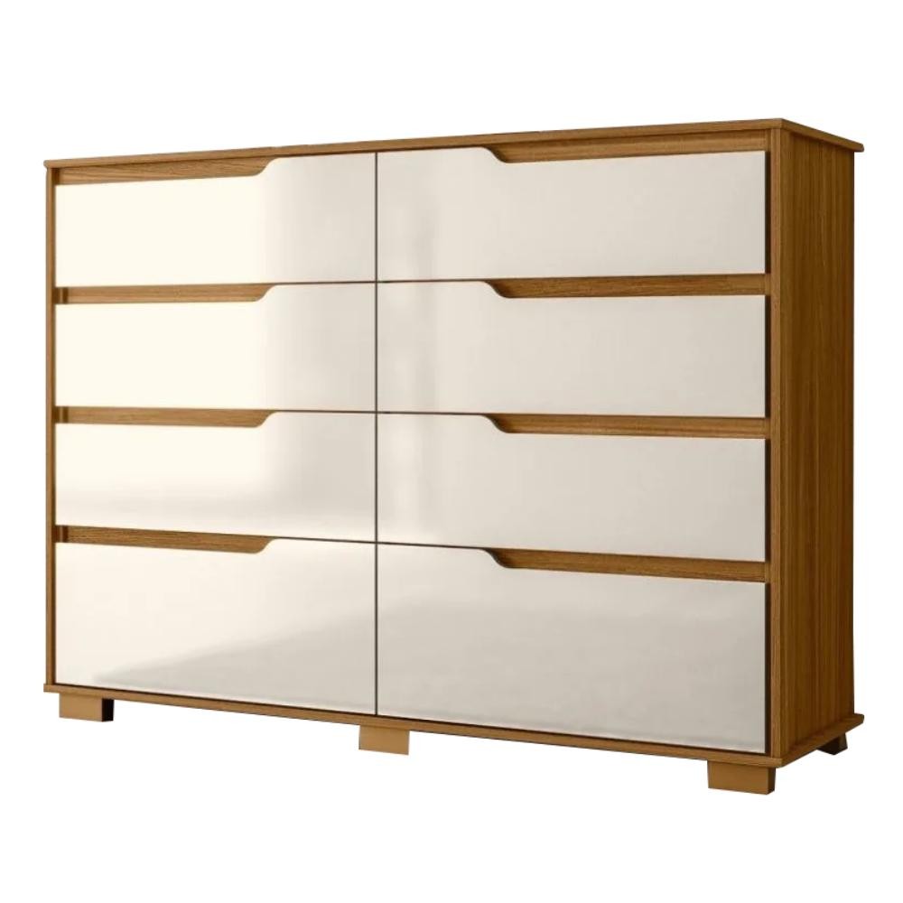 Cômoda 8 Gavetas Geórgia Freijó/Off White Moval em Oferta na Shopee