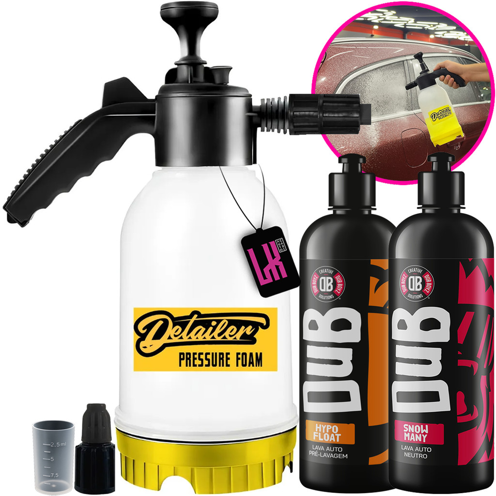 Kit Lava Carro Moto Pulverizador Snow Foam Manual Shampoo Hypo Float Pre Lavagem Snow Many Neutro