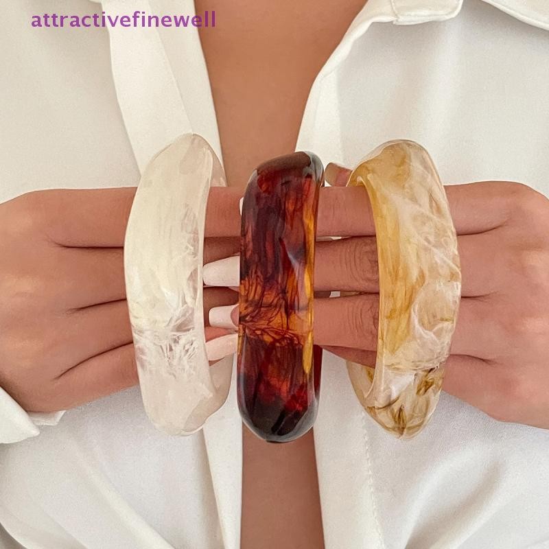 AWBR 2025 Moda Jóias Vintage Acrílico Grande Geométrico Irregular Pulseiras Para Mulheres Na Resina Punho Largo