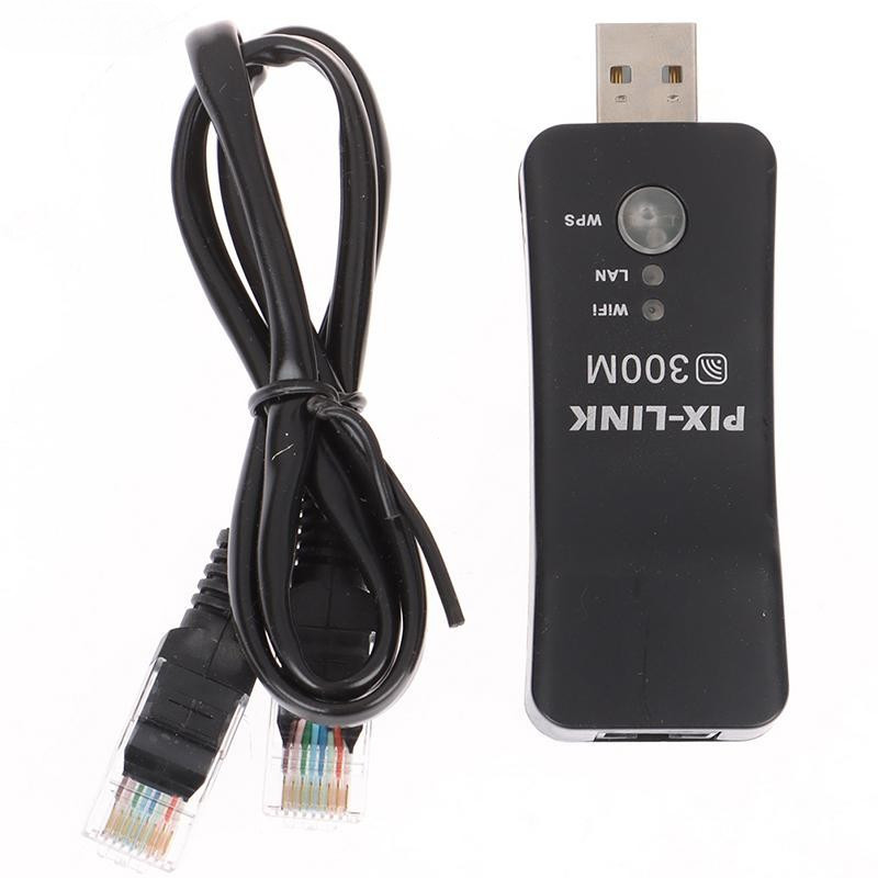 Smart TV Para UWA-BR100 Adaptador WiFi USB LAN 300M com WPS e Cabo Ethernet PIX-LINK para Computador - Alta Velocidade