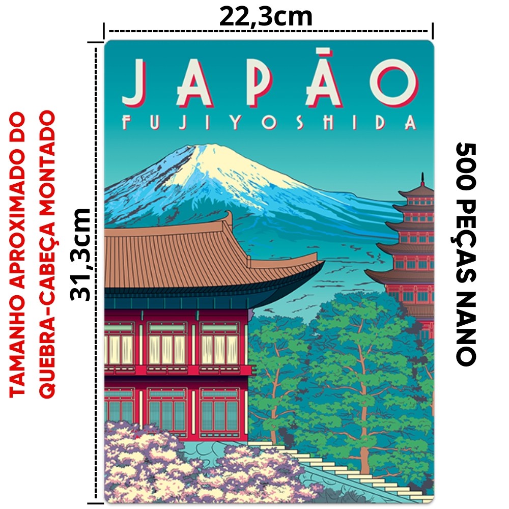 Detalhes do QUEBRA CABEÇA NANO JAPÃO FUJIYOSHIDA POSTAIS DO MUNDO 500 PEÇAS PEQUENA TOYSTER PUZZLE PAISAGEM ÁSIA