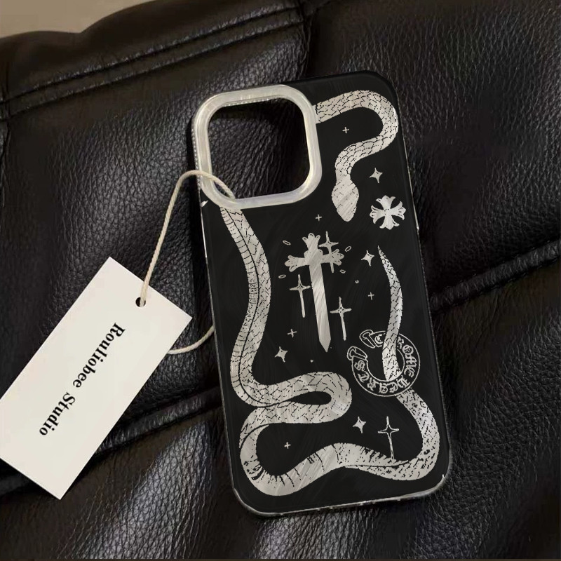 Capinha Padrão de Cruz com Cobra Personalizado iPhone 16 15 17 14 13 12 11 Pro Max iPhone 7 8 plus Anti-impacto Capa