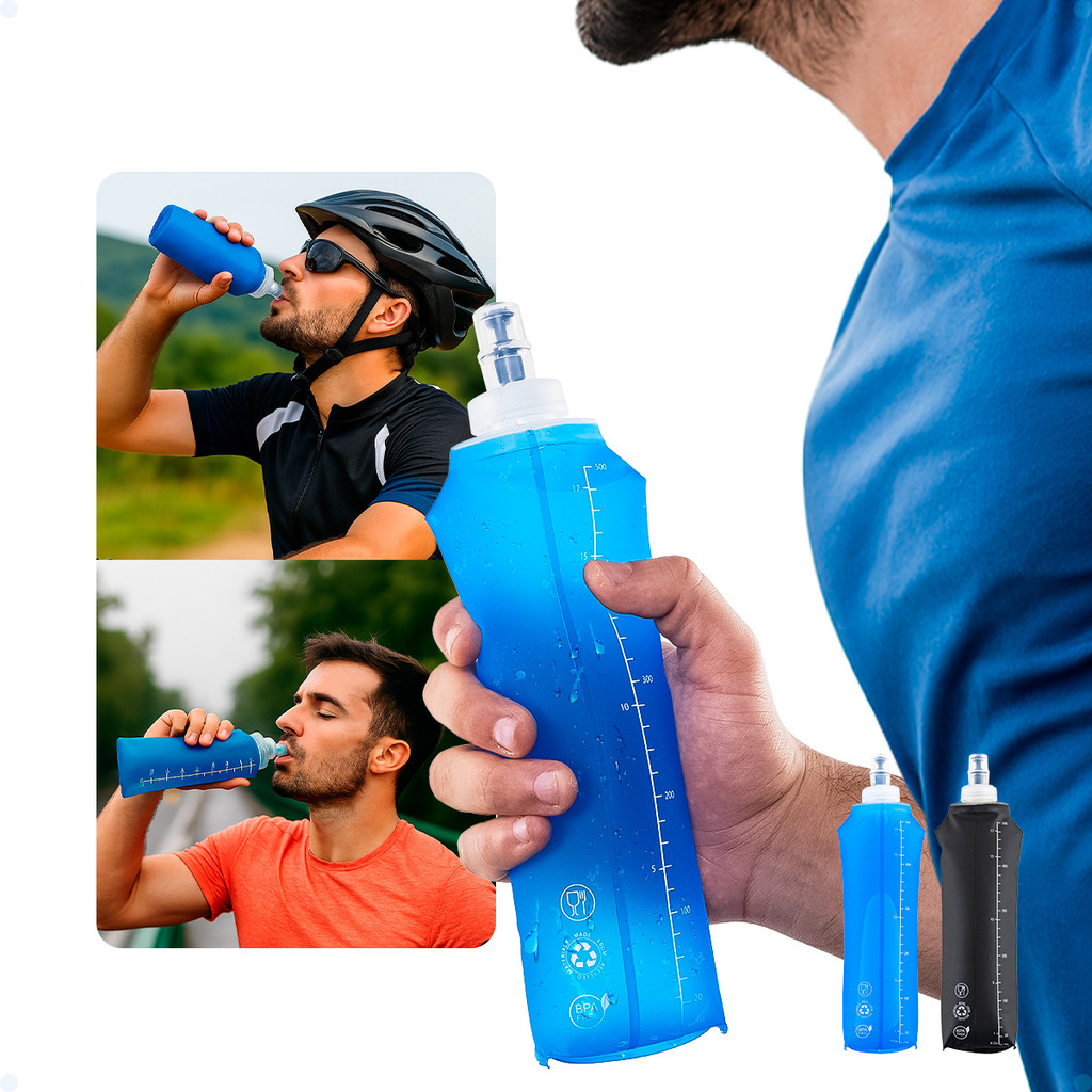 Garrafa De Água Silicone Squeeze Corrida De Rua Running Mole Garrafa Dobrável Bicicleta Esporte Ar