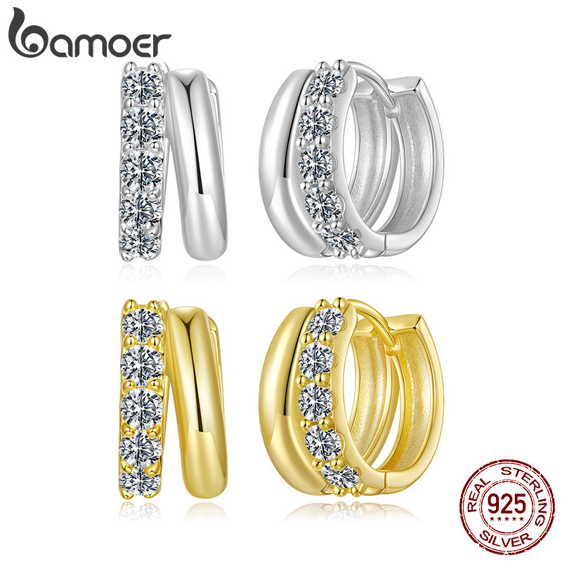 Bamoer Original 925 Brincos De Prata Esterlina Dupla Camada Moissanite Jóias Presente Feminino em Oferta na Shopee