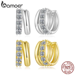 Bamoer Original 925 Brincos De Prata Esterlina Dupla Camada Moissanite Jóias Presente Feminino
