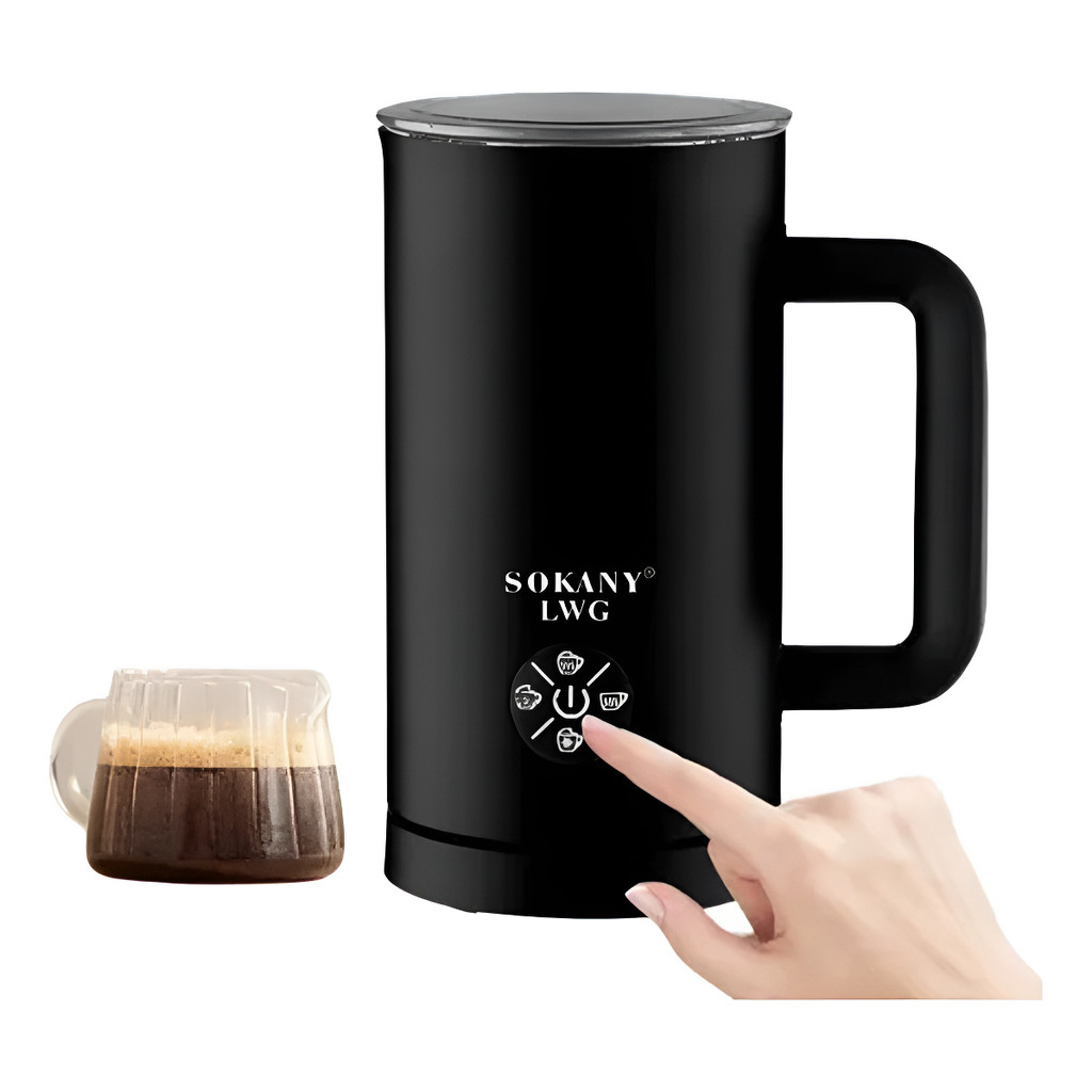 Espumador de Leite Sokany 500W 220V Inox Automático – Cappuccino, Latte e Chocolate Quente