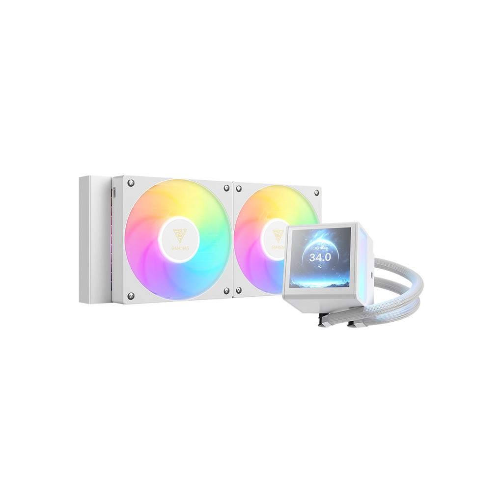 WATER COOLER GAMDIAS CHIONE P5 RGB 240MM AMD/INTEL P5-240 WH COM DISPLAY BRANCO