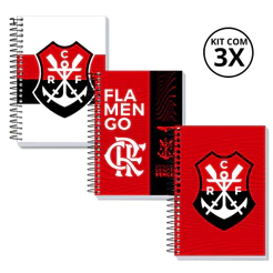 Kit 3 Cadernos 1 Matéria Universitário 80 Folhas Flamengo