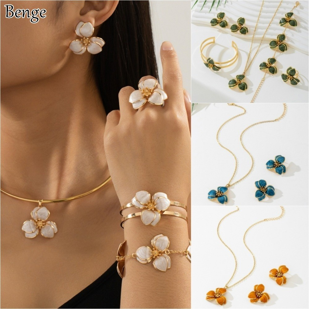 Benge Conjunto De Brincos De Flores Gotejantes Com Colar , Elegante , Vintage , Presente De Feriado , Festa De Férias , em Oferta na Shopee