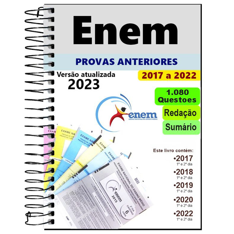 Apostila Enem Vestibular 2024 - Provas 2011 a 2023 Gabarito Redação