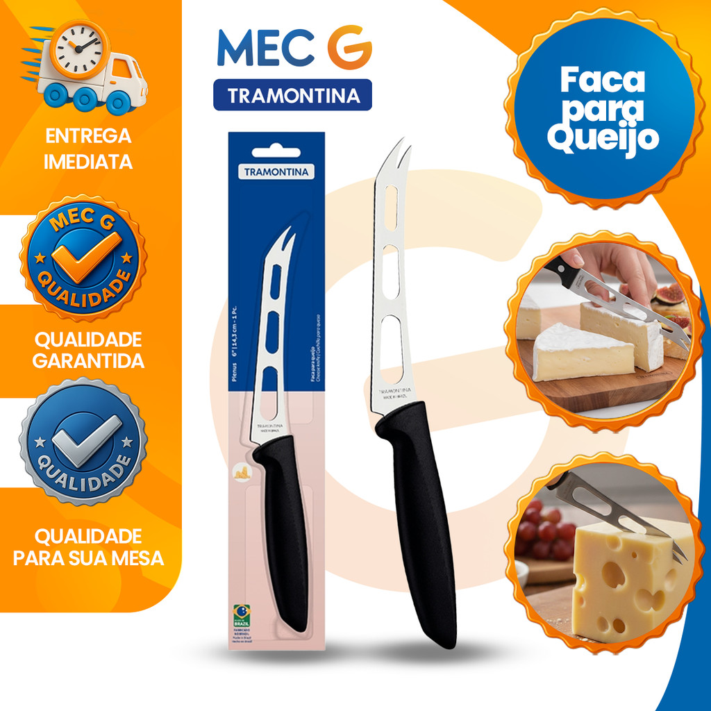 Faca Para Queijo Aço Inox 6 Polegadas Fatiar Cortar Tramontina em Oferta na Shopee