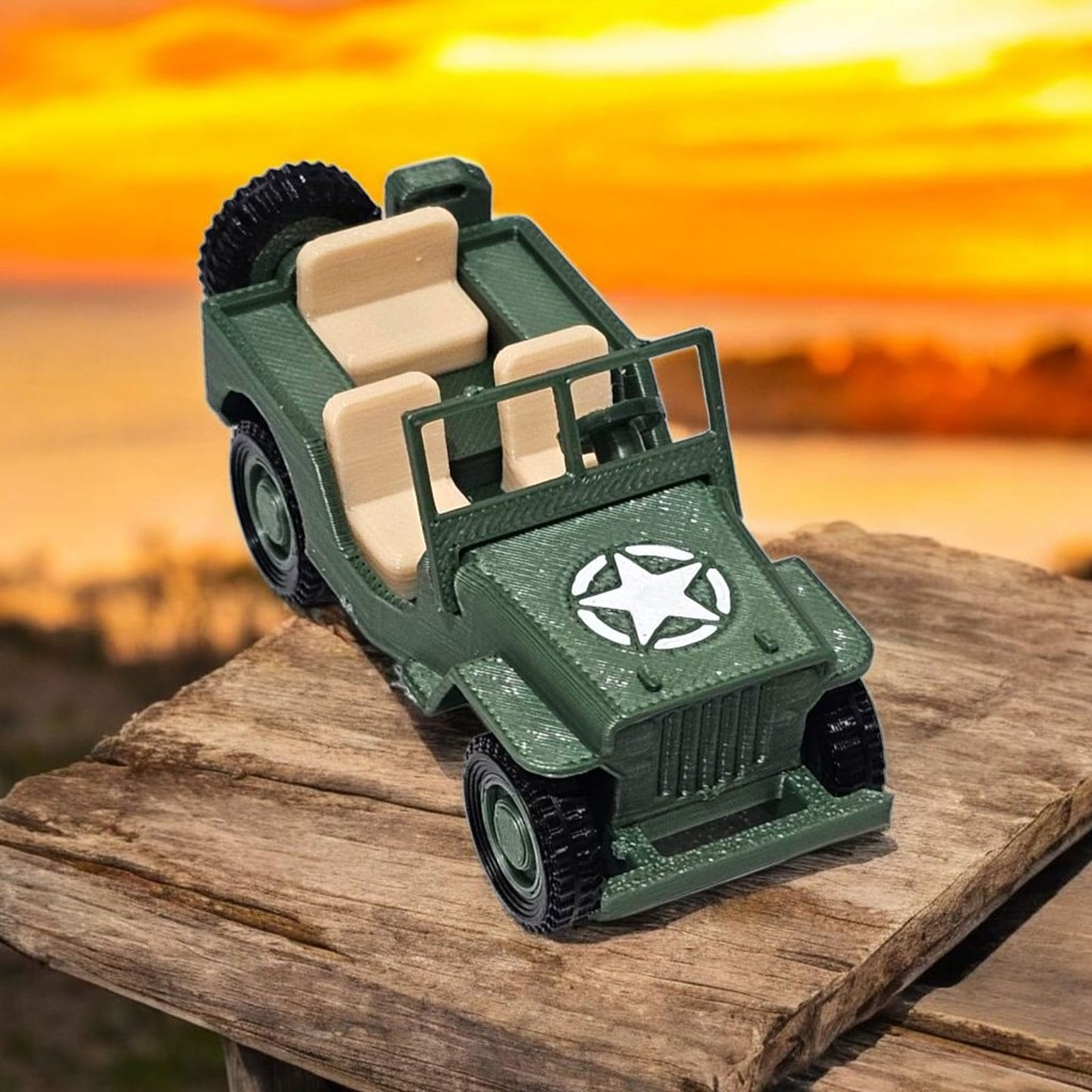 Kit com 2 Miniatura Jeep Militar 3D Jeep - Kit Card / Kit Cartão Brinquedo Presente. DESMONTADO