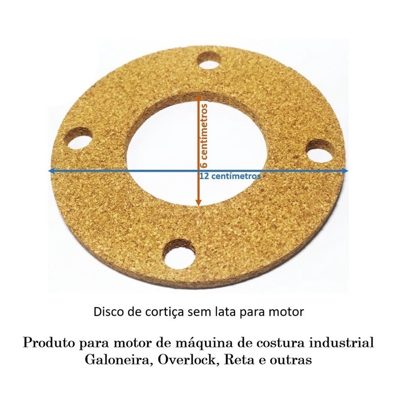 2 Disco de cortiça 4 furos sem lata para motor maquina de costura industrial