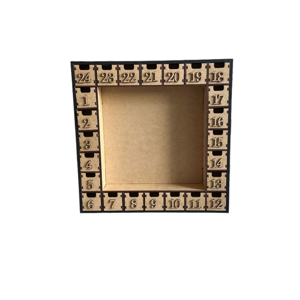 Calendário do Advento 24 Gavetas com Kit Números MDF 32x32x5 cm Ref. B6944