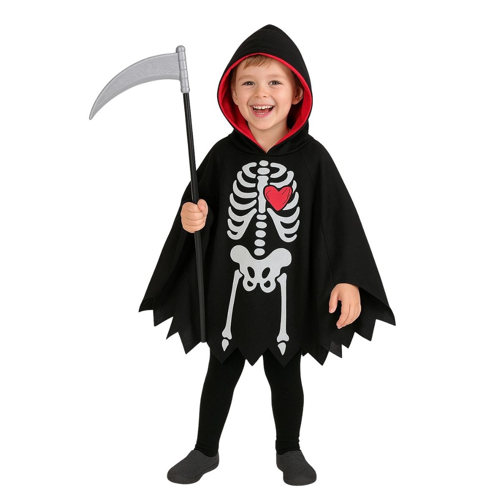 Capa Fantasia Halloween Menino Esqueleto Tam 2 ao 14