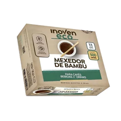 Mexedor de bambu para café embalado individual com 500 unidades Inoven