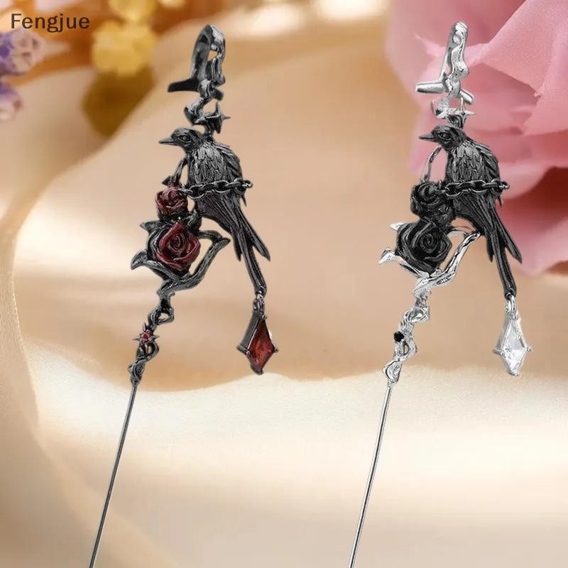 Fengjue 1 Peça Gótico Escuro Irregular Pássaro Cruz Rosa Pingente Brinco Elegante Moda Balançar Brincos Femininos Joias em Oferta na Shopee