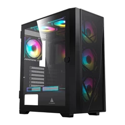 Gabinete Gamer Acegeek Terminator Type C, Mid-Tower, Lateral de Vidro, Preto, AG-TERMINATOR-MESH-BK