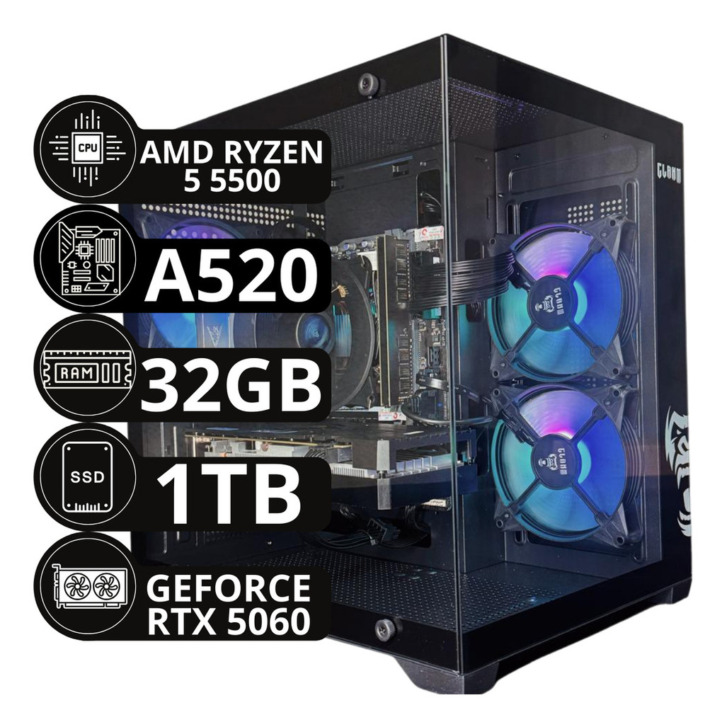 Pc Gamer Ryzen 5 5500 32gb Ssd Nvme 1tb Rtx 5060 - Wind 11