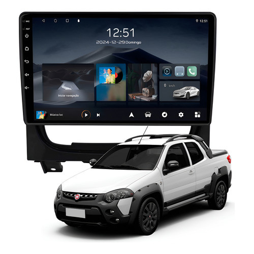 Imagem Multimídia Adak Iplay G2 Strada Siena 2013 A 2020 2ram+64gb Carplay Android Gps Bluetooth 9p