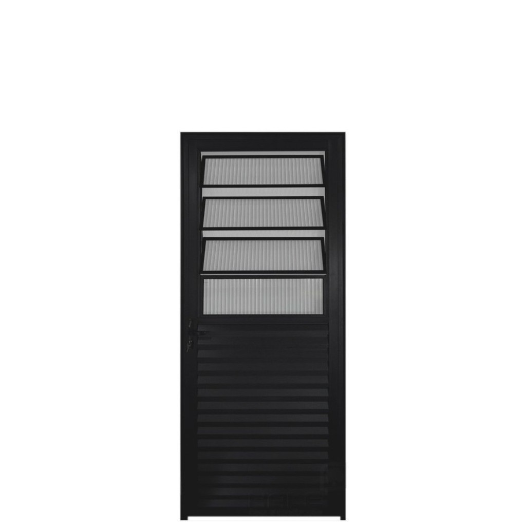 Porta de Alumínio com Basculante 210x70cm Hale Esquadrias Abertura Esquerda Preto em Oferta na Shopee