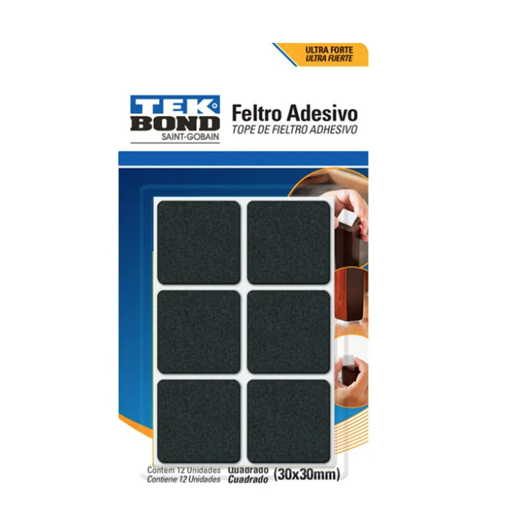 Feltro Adesivo Super Cola Quadrado 30mm Tekbond (Com 12) em Oferta na Shopee