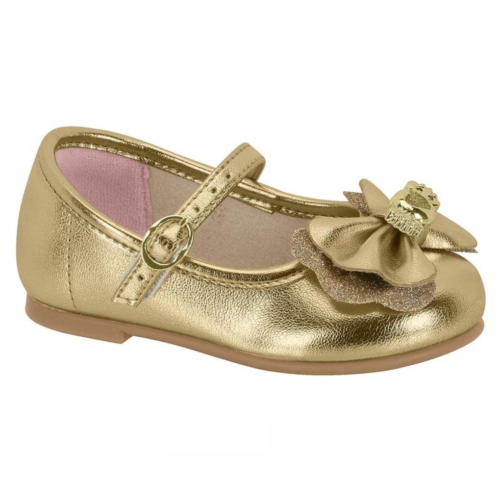 Sapatilha Infantil Boneca Laço Molekinha Dourada