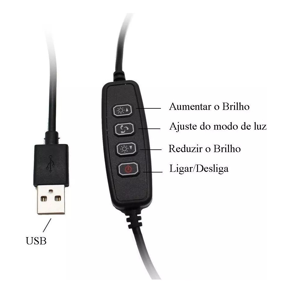 RING FILL LIGHT  Iluminador Para Celular Com tripe E ajuste De Cores