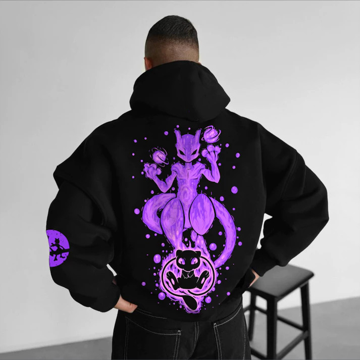 Blusa Moletom pokemon mew mewtwo psiquico anime desenho Feminino Masculino Flanelado Unissex Inverno Algodao