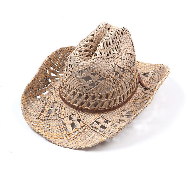 Chapéu Cowboy Barretos Palha Natural Aba Modelável Praia Sertanejo Unissex Blogueira Boho Gipsy