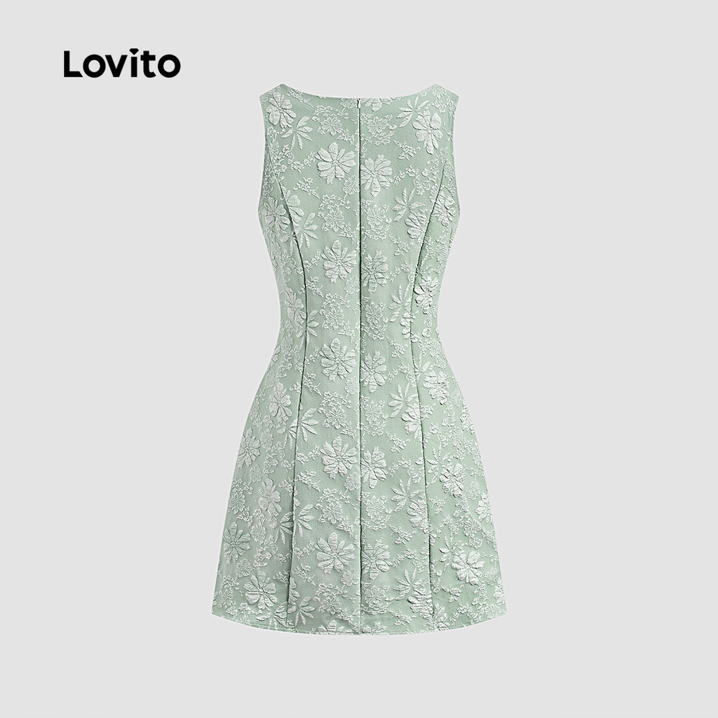 Detalhes do Lovito Vestido Feminino Casual Liso com Zíper L128ED173