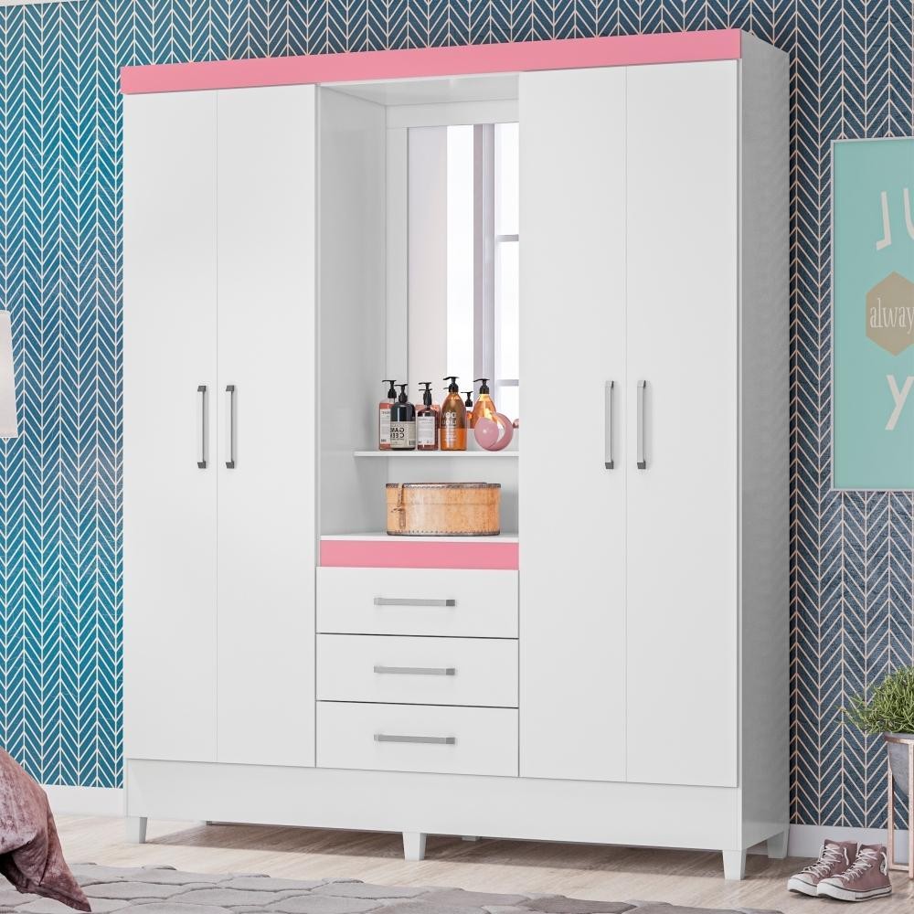 Guarda Roupa Casal Arezzo Branco/Rosa/Branco — R$ 964,50 em Shopee, 25% OFF