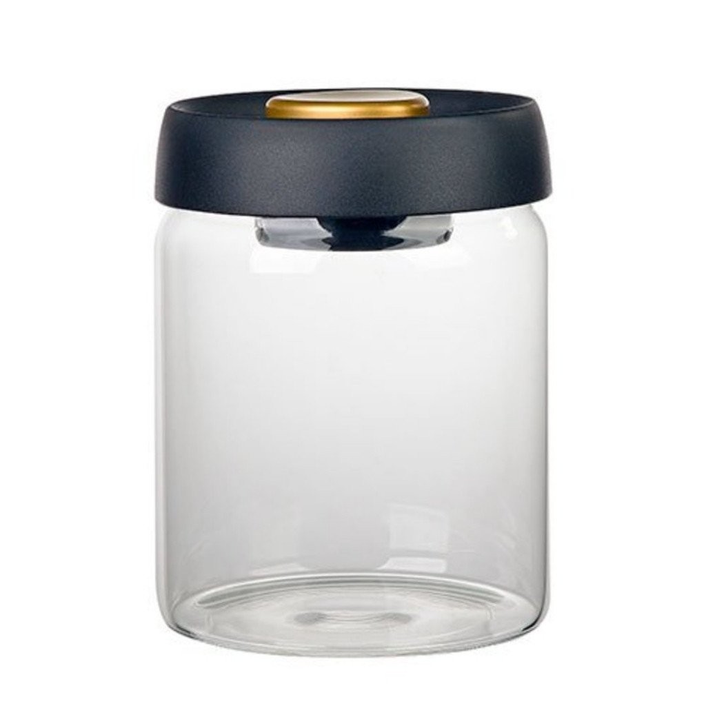 Porta Mantimento Redondo em Vidro com Tampa a Vácuo Preta 800ml Dynasty