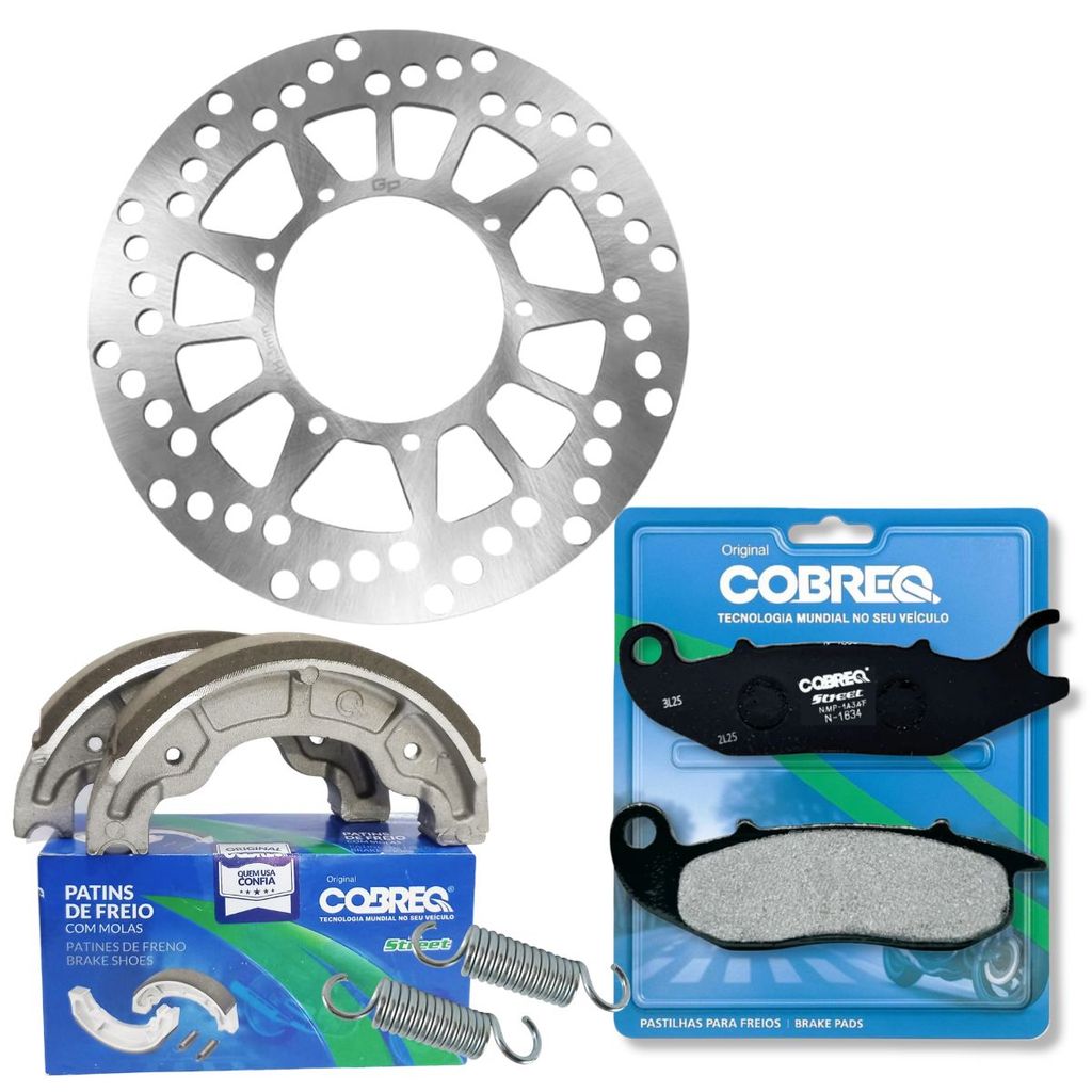 Disco de Freio Dianteiro Crosser 150 Sem Abs 2014-2017 + Pastilhas e Lonas Cobreq