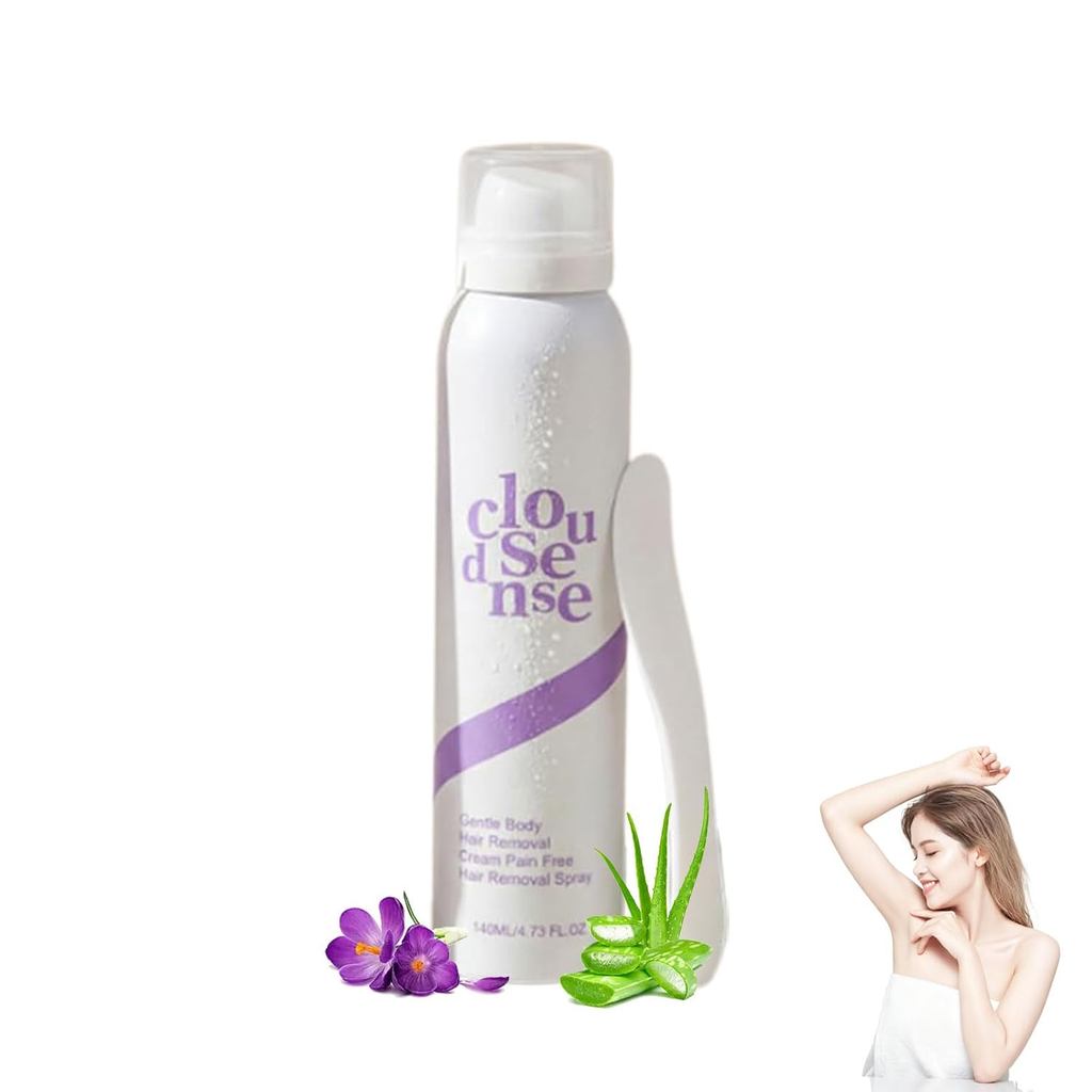 Spray Removedor de Pelos Sem Dor CloudSense para Peles Sensíveis, Spray Suave para Remoção de Pelos, Removedor de Pelos