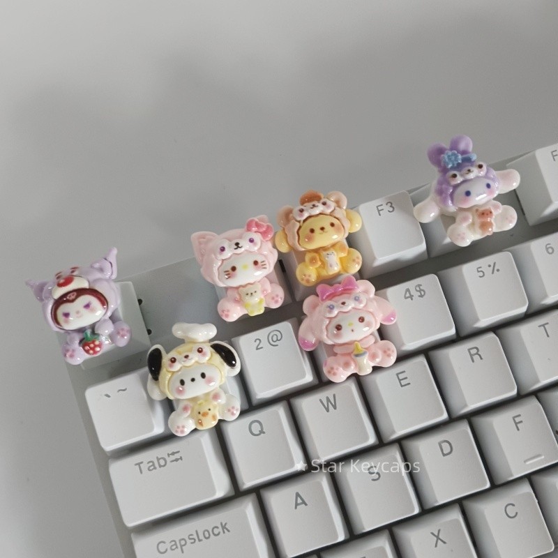 Novo Translúcido Bonito KT Kurumi Keycaps Para Eixo Cruz Teclado Mecânico Keycap Decoração Acessórios Presente