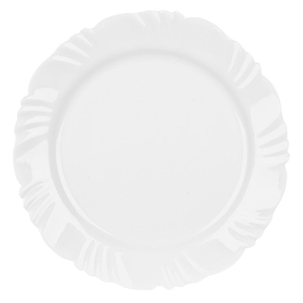 Imagem Conjunto de 24  Pratos Rasos Nadir Opaline - Vidro Branco Pétala 24 peças
