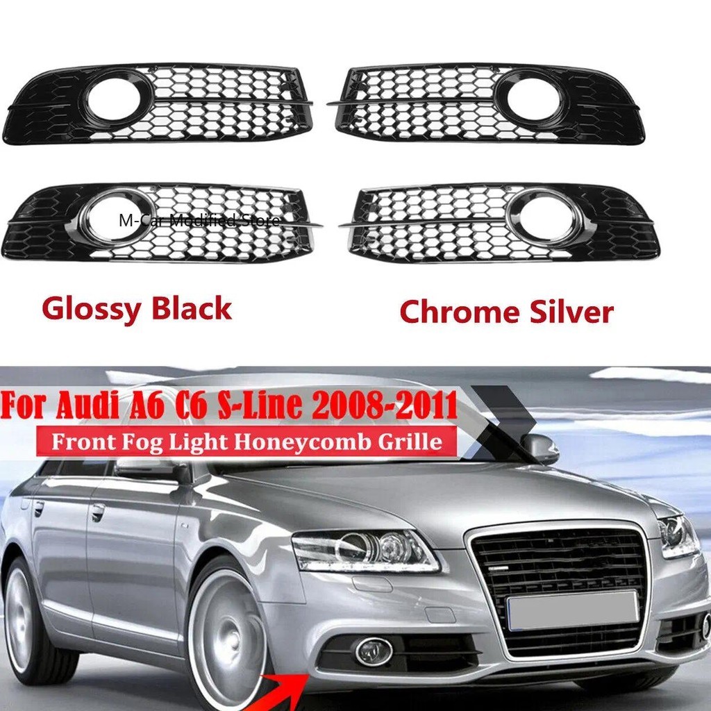 Grade Dianteira Para Audi A6 C6 S-line Facelifted 2008-2011 Amortecedor Dianteiro Luz De Nevoeiro Lâmpada Capa Favo De M