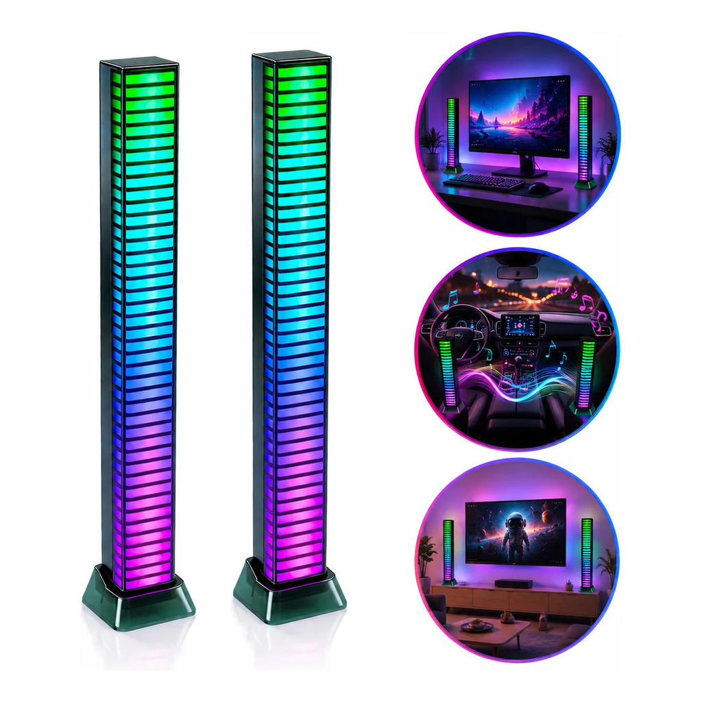 Barra De Led Rítmica Rgb Luzes 3d De Controle De Som Led Captação Ativadas Por Voz Com Luz Rgb Ritmo Pc Gaming
