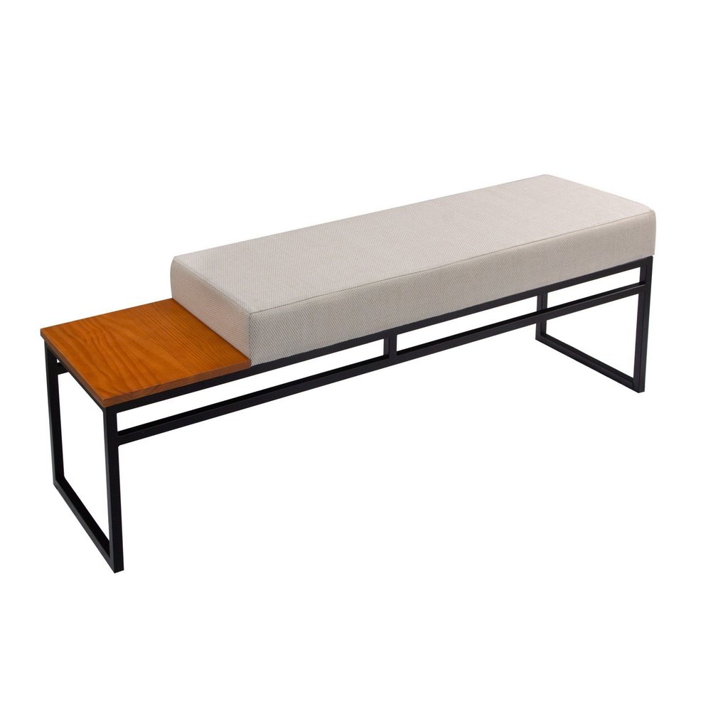 Banco Estofado 2 Lugares Paradise Conforto Elegância Recamier Preto/Castanho Preto/Castanho/Cinza Claro
