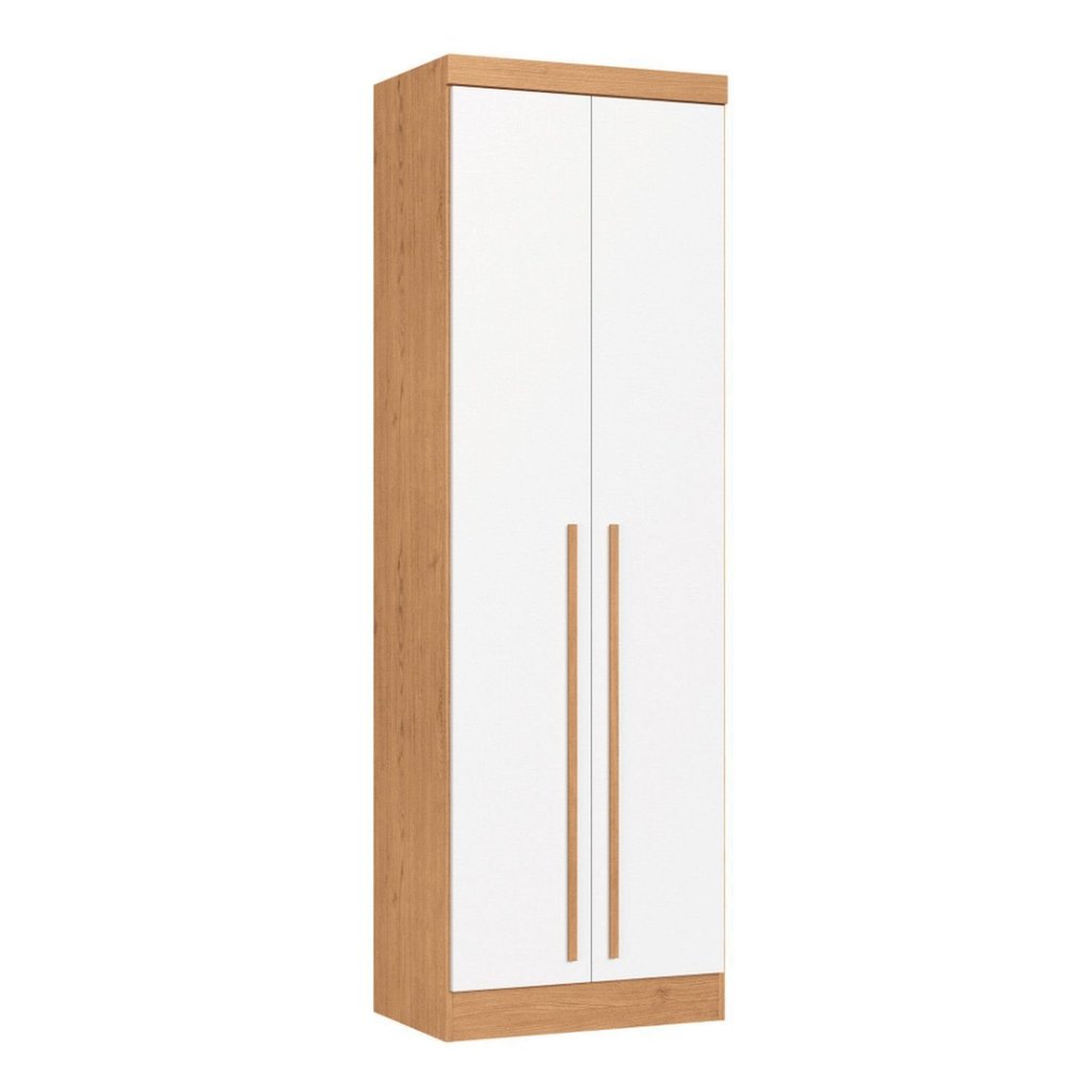 Guarda-Roupa Modulado 2 Portas com Prateleiras e Cabideiro Infinity Marrom/Cedro/Branco Line Cedro/Branco Line