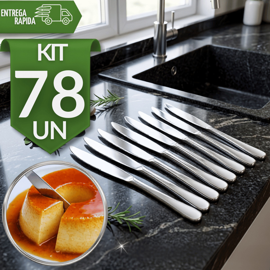 Kit Utensílios Facas Sobremesas Aço Inox 17,5Cm Doce Festa Bolos Doceria Cozinha Buffet Restaurante Talher Premium